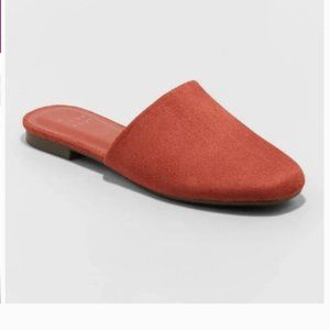 A NEW DAY burnt orange suede slip on mules